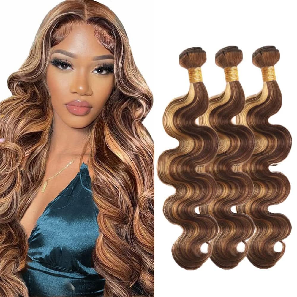 Extensões de cabelo ZevPiul Highlight Blonde Body Wave 3 Bundles