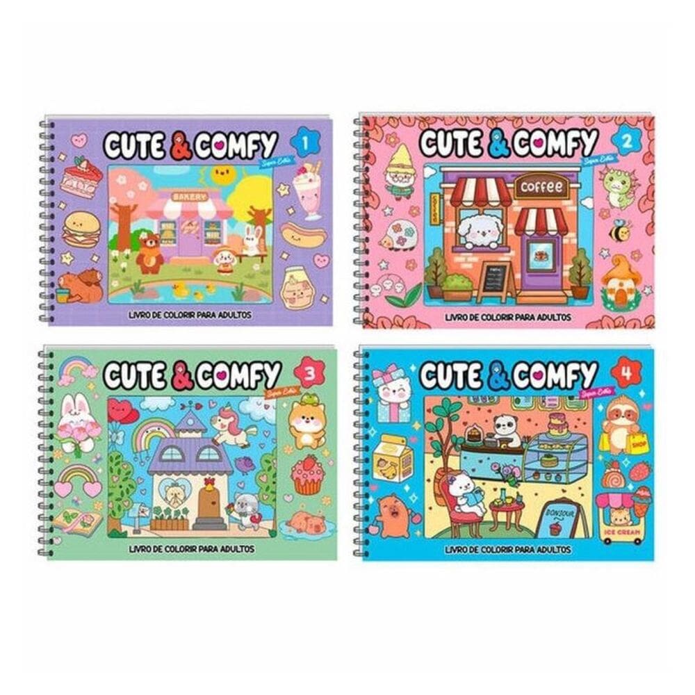Combo Cute & Comfy Super Extra Completo - Kit Com 4 Livros - Capa Dura Holográfica
