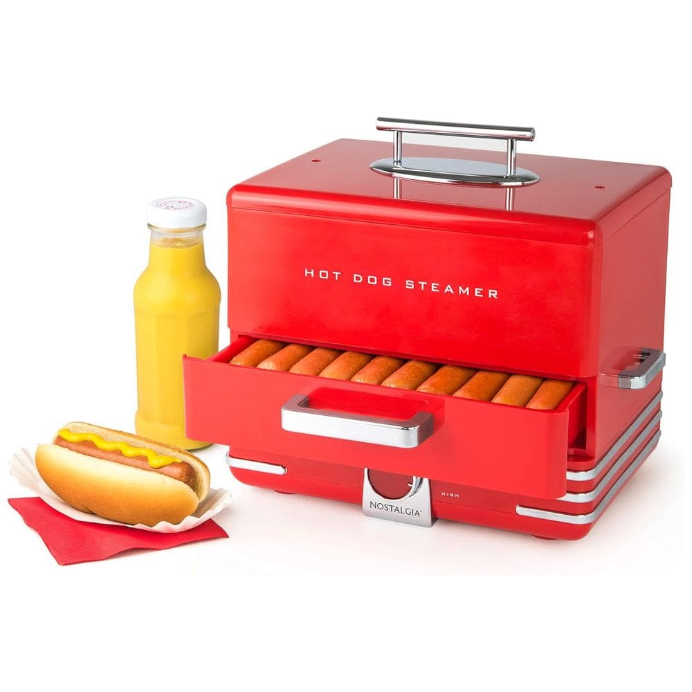Máquina de Hot Dog Retrô até 20un Por Vez em Aço Inoxidável, 110V, Nostalgia, Vermelha