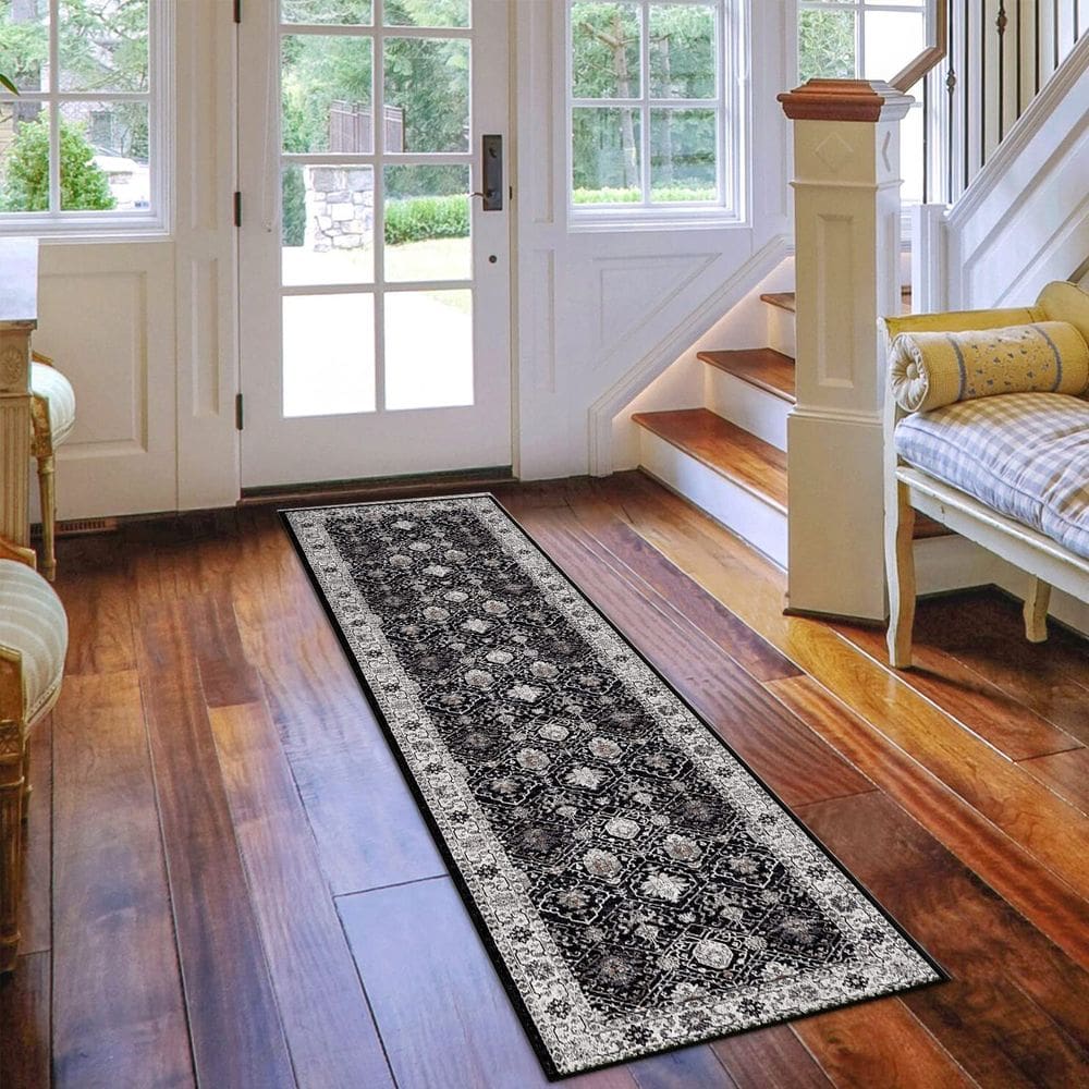 Tapete Runner HY HAO YUN LAI, lavável para corredor, 2 x 7 pés, preto
