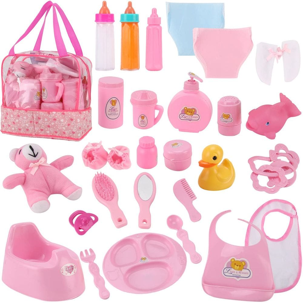 Conjunto de acessórios para bonecas Liberty Imports 28 unidades com bolsa