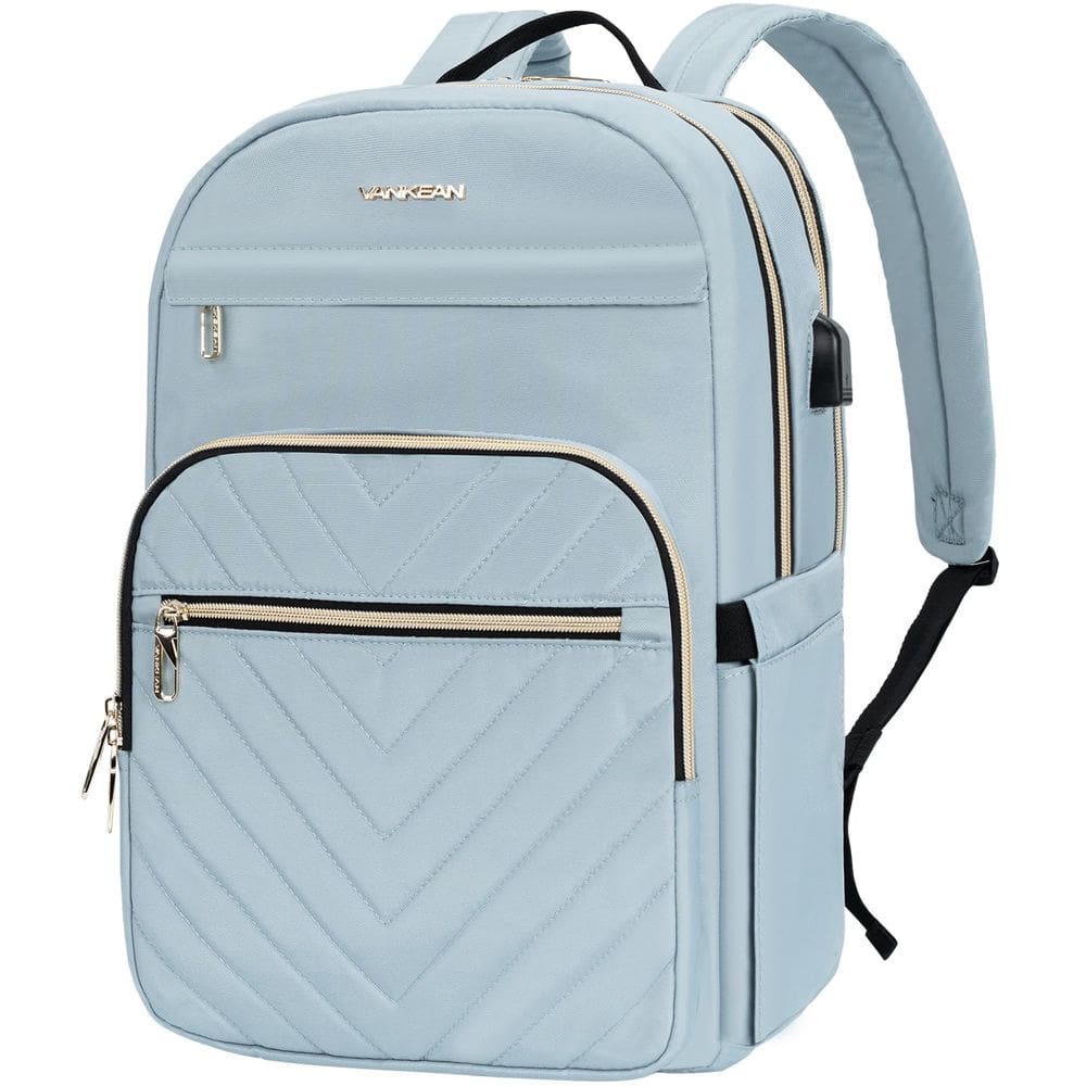 Mochila para laptop VANKEAN 15,6&quot; impermeável para mulheres azul claro
