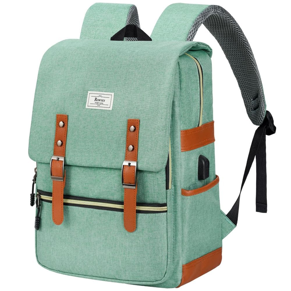 Mochila Ronyes Vintage Laptop 15,6” com porta USB - verde