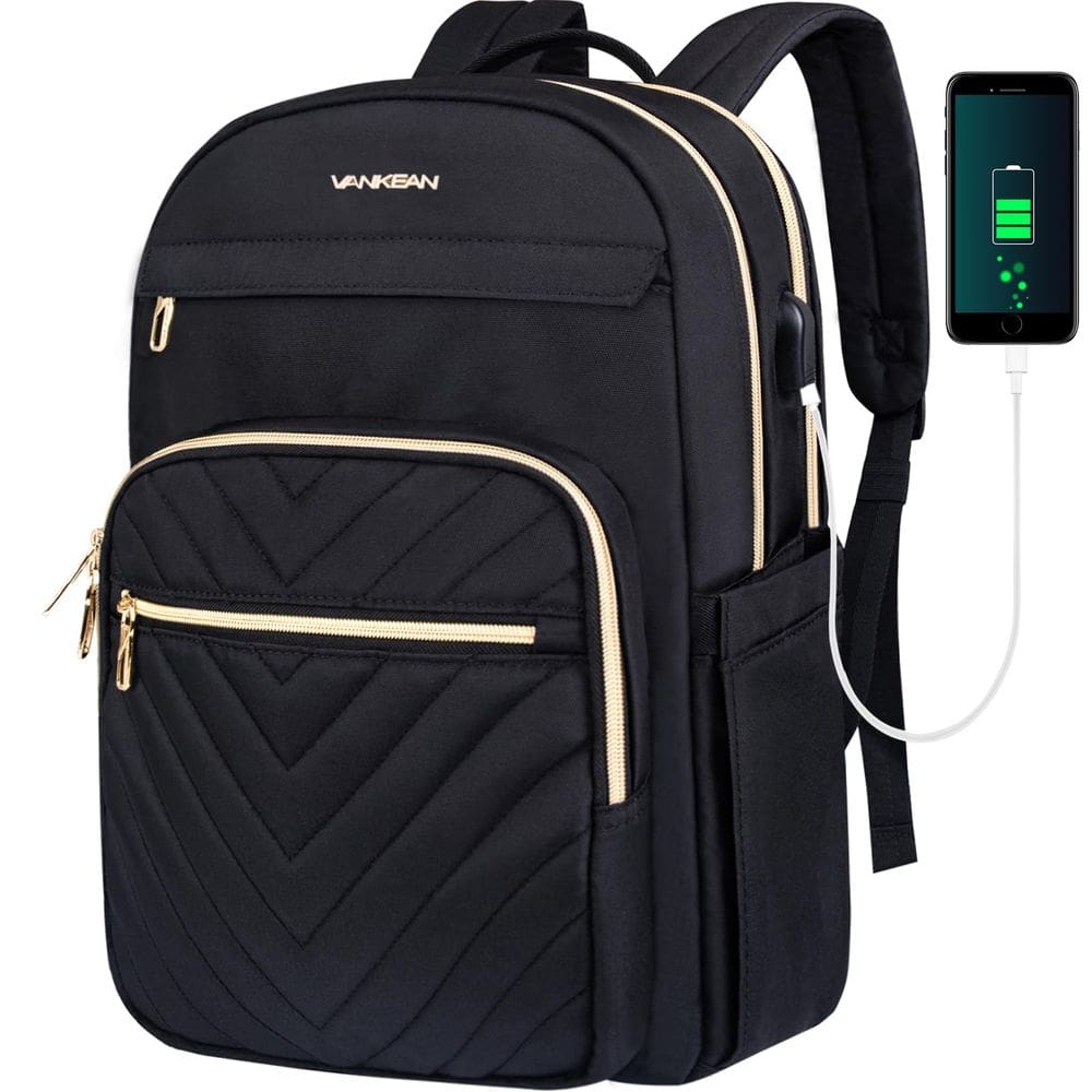 Mochila para laptop VANKEAN 15,6" à prova d`água com porta USB preta