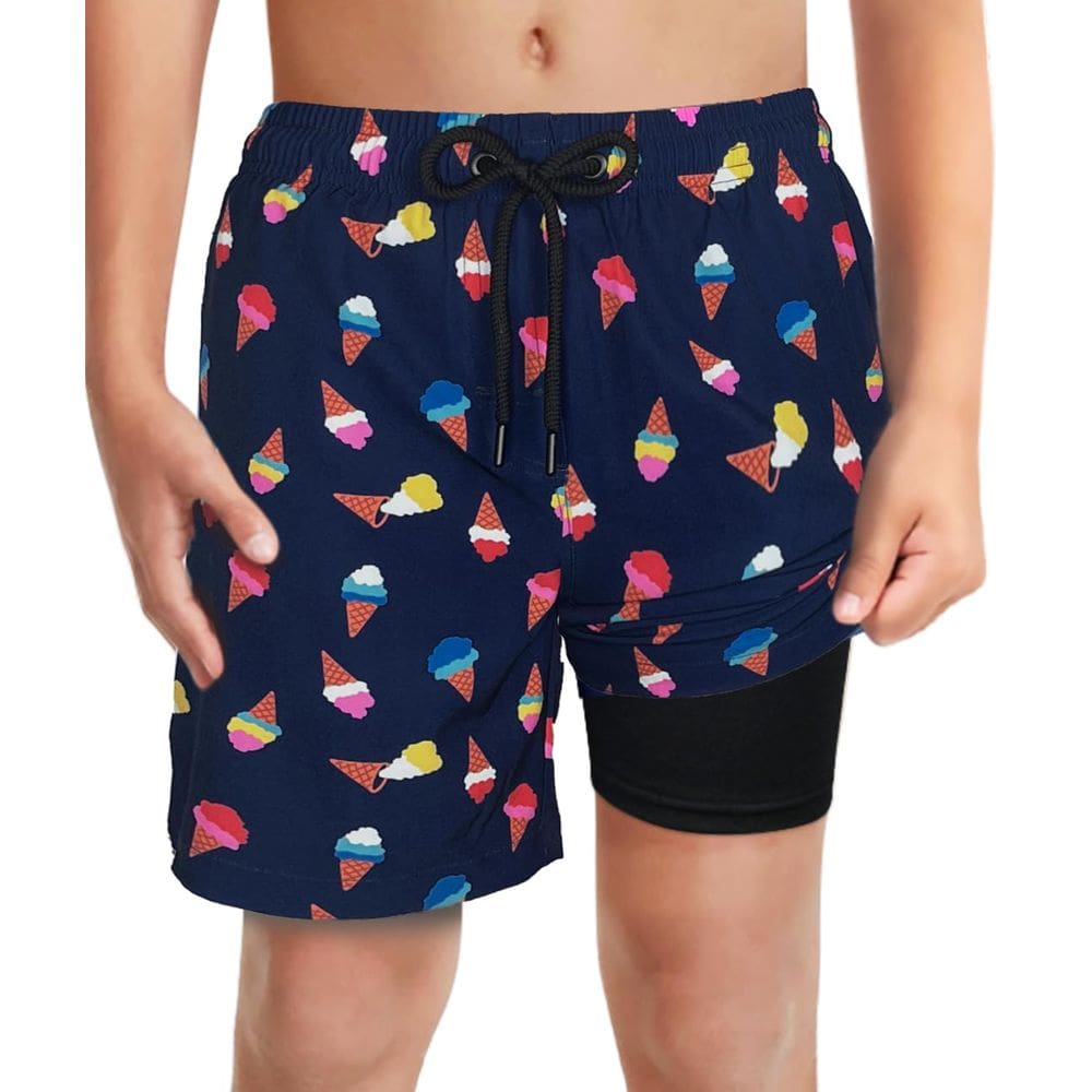 Calções de natação LUCOWEE Boys Compression Boxer azul tamanho M
