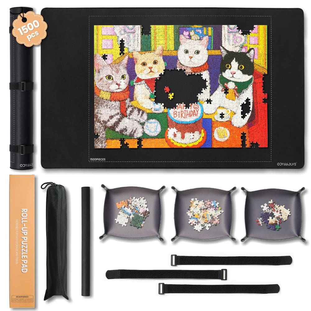 Puzzle Mat Roll Up Odyssolve com 3 bandejas de classificação de 1500 peças