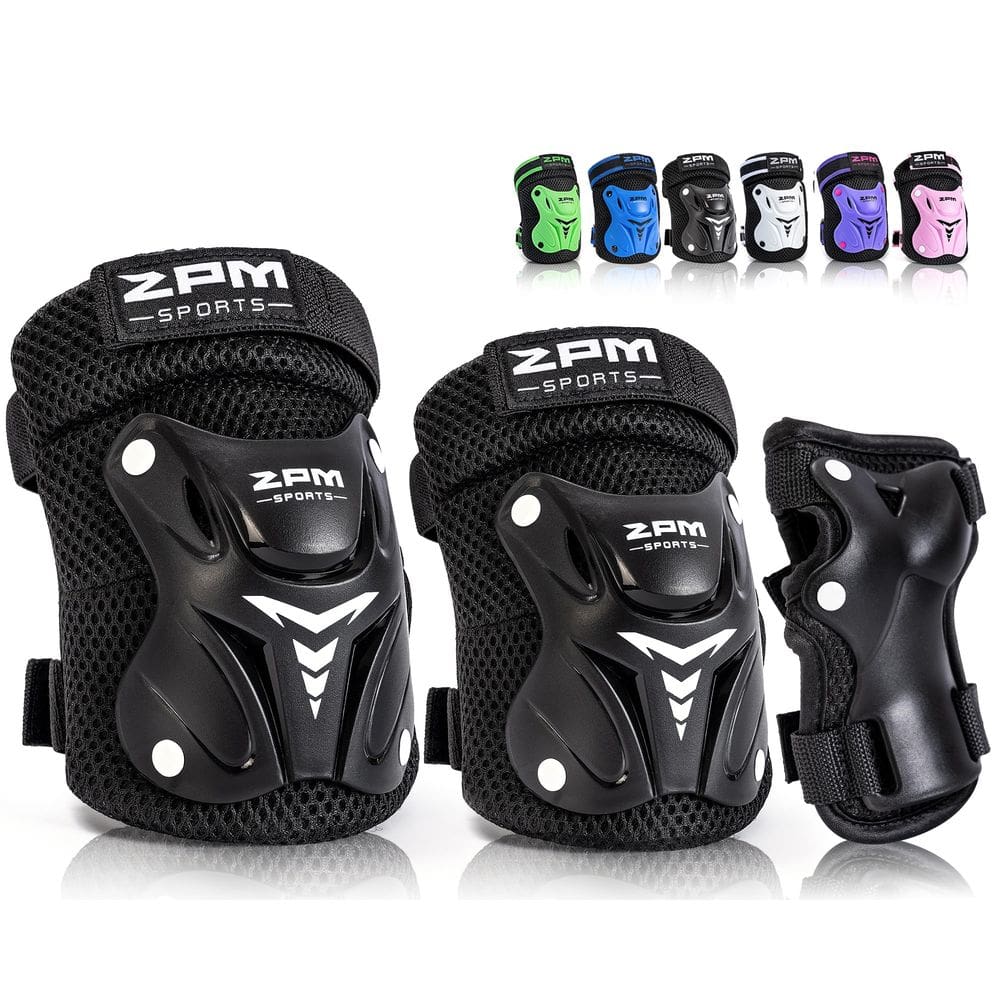Conjunto de equipamentos de proteção: joelheiras 2PM SPORTS para crianças, pretas