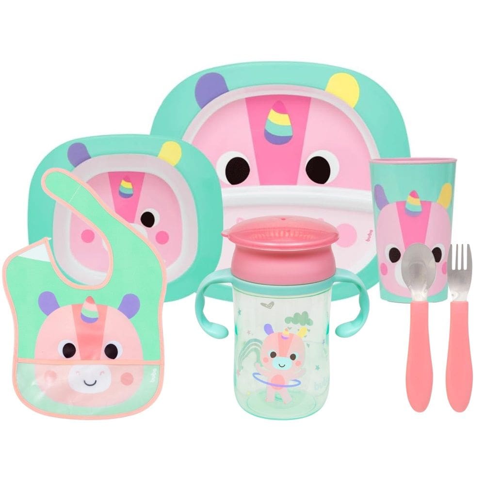 Kit Refeicao Infantil 6 Pecas Zoo Unicornio - Buba