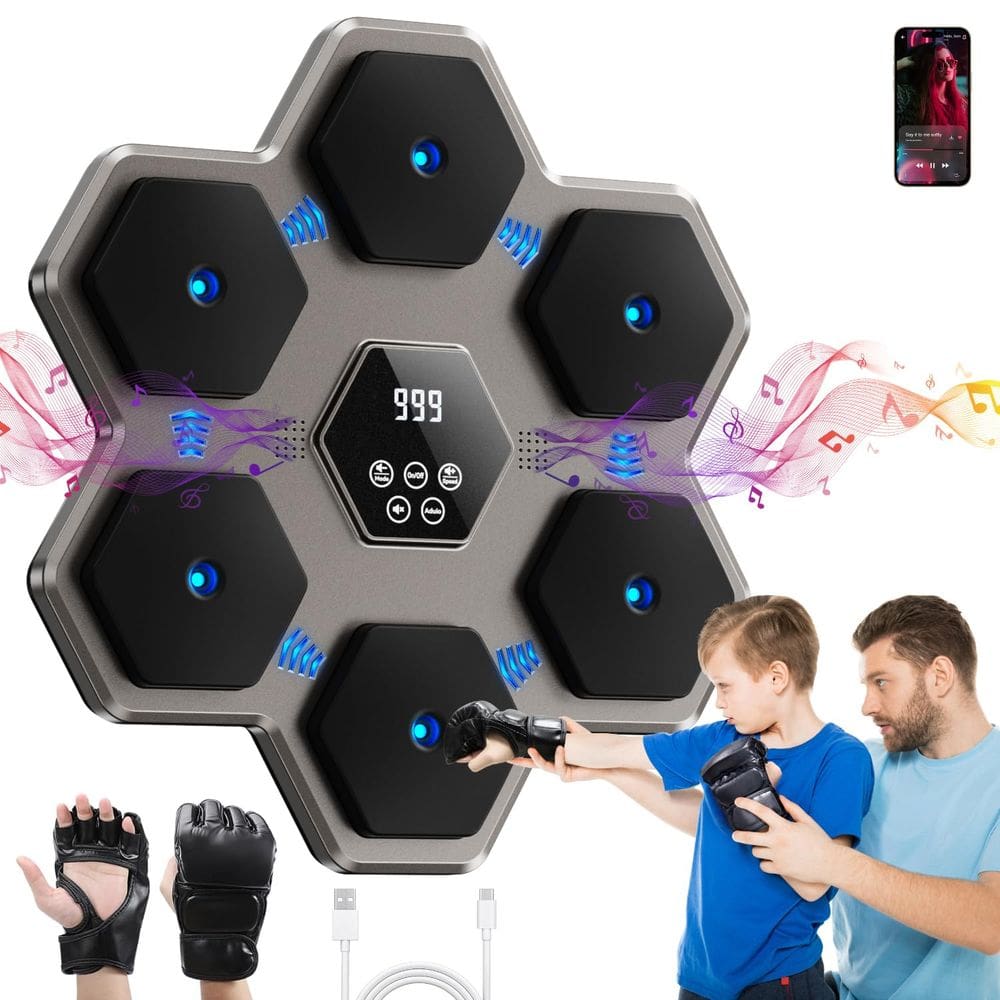 Máquina de boxe musical Tomzio com luvas para adultos e crianças