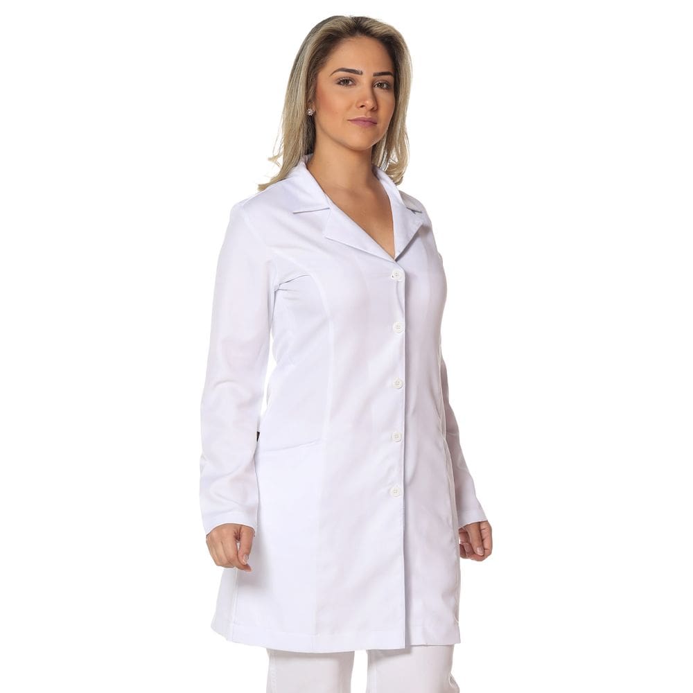 Jaleco feminino gabardine manga longa gola esporte