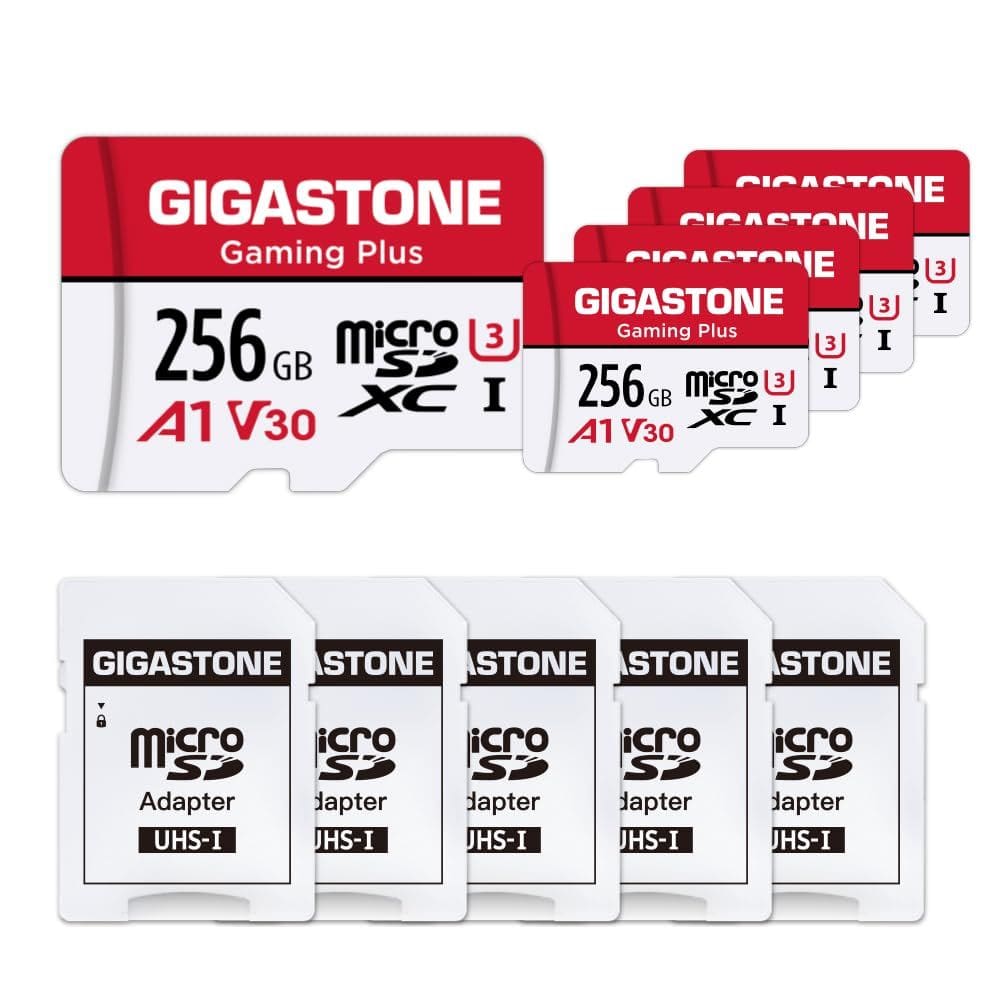 Cartão Micro SD Gigastone Gaming Plus 256 GB, pacote com 5 Nintendo