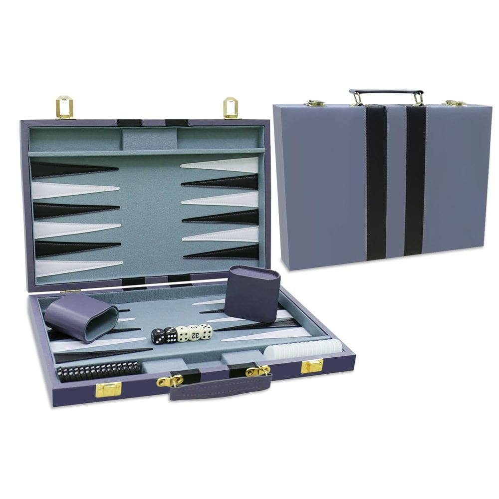 Conjunto de gamão CAYOULR Classic com estojo de couro premium de 28 cm