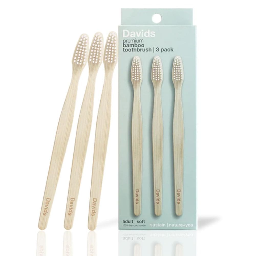 Escova de dentes Davids Premium Bamboo Soft Bristle, pacote com 3