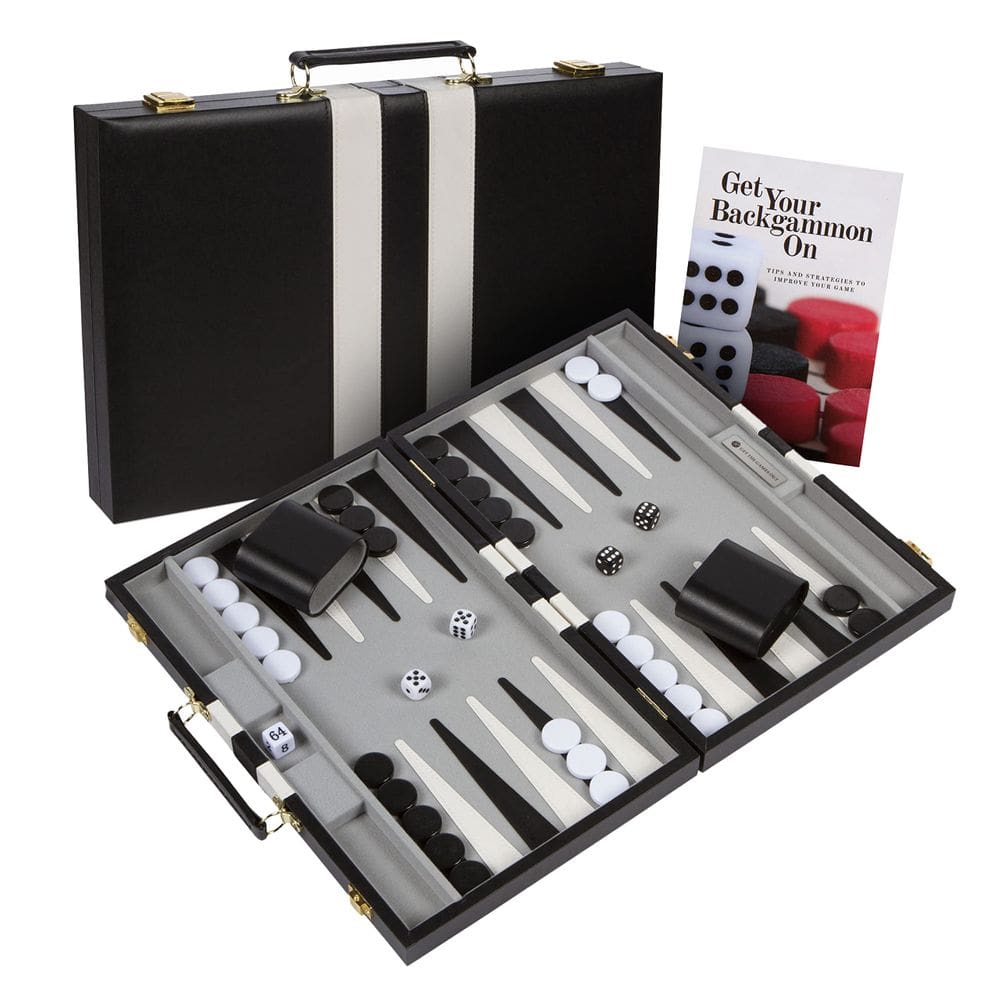 Conjunto de gamão Get The Games Out Top Travel Size, preto