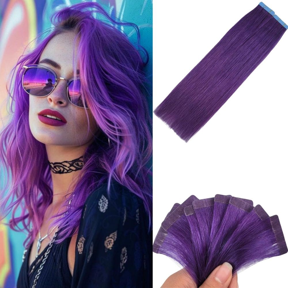 Fita em extensões de cabelo Carleaty Purple 35cm para cabelo humano
