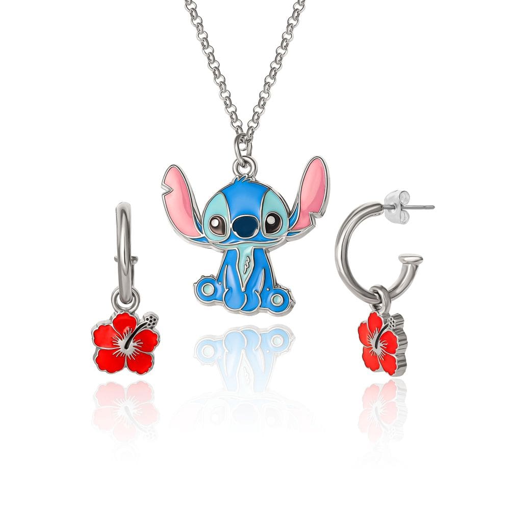 Conjunto de joias, brincos e colar Disney Lilo & Stitch Flower