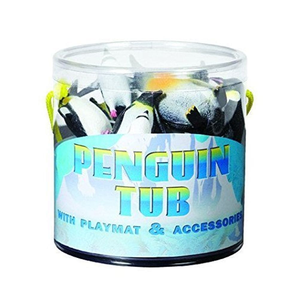 Banheira de estatuetas Toy WARM FUZZY Penguin com tapete para crianças de 3 anos ou mais