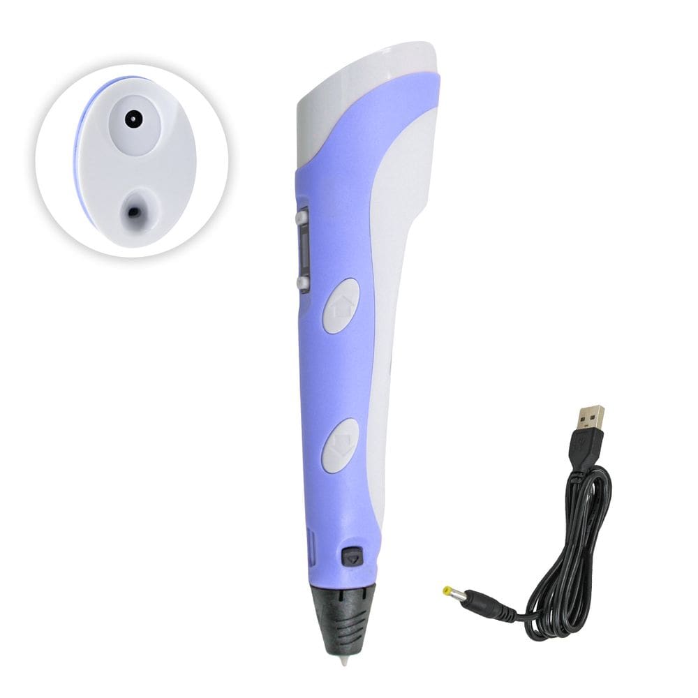 Caneta Impressora 3D Bivolt Lilás Com Filamentos + Suporte