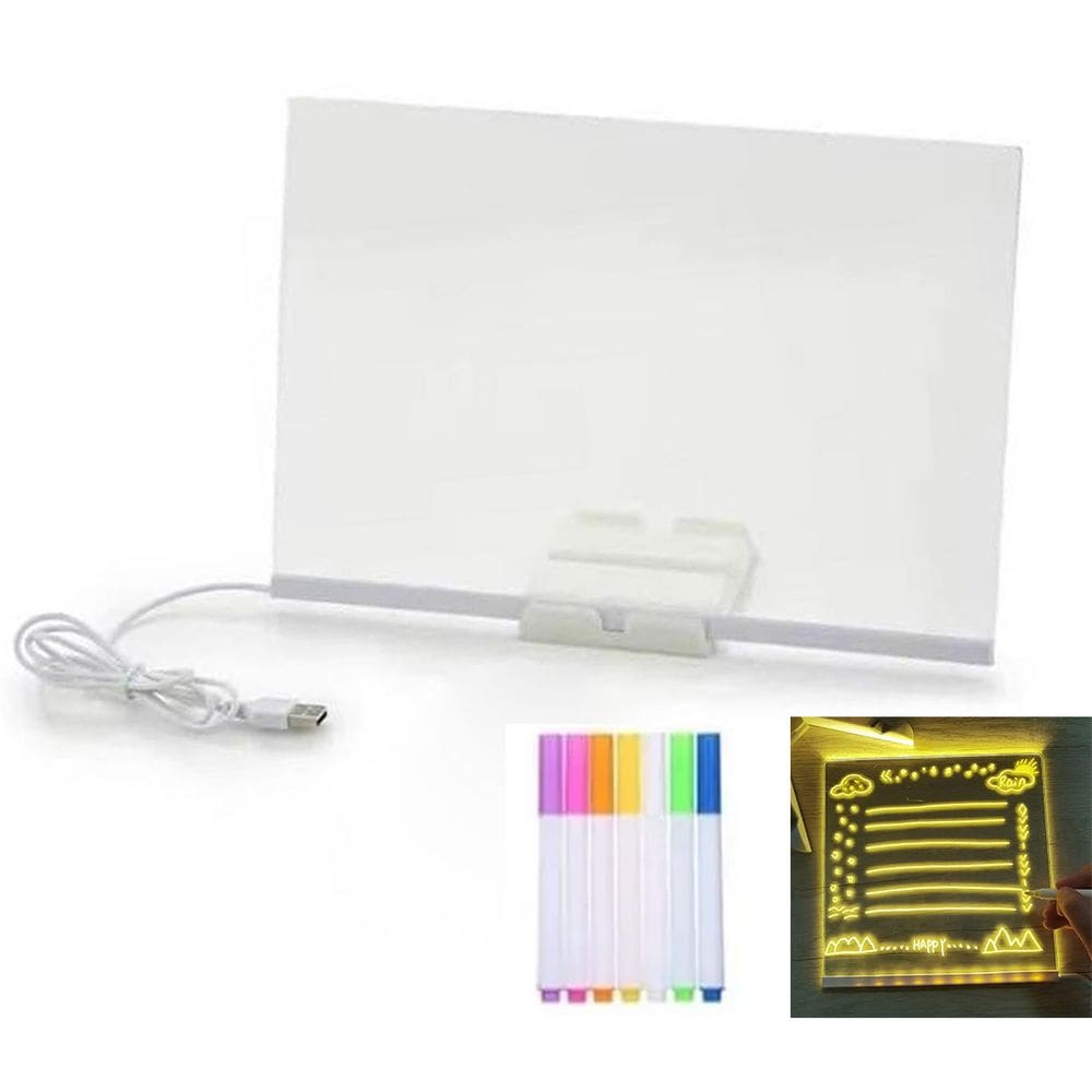 Lousa Luminaria LED Caneta Anotaçao Quadro Desenho Recado Escrita Decoraçao Casa Sala Quarto Escritorio Trabalho