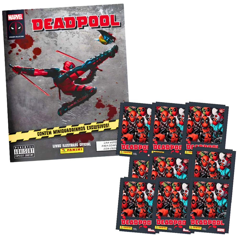 Kit Álbum Brochura + 10 Envelopes Marvel Deadpool Panini