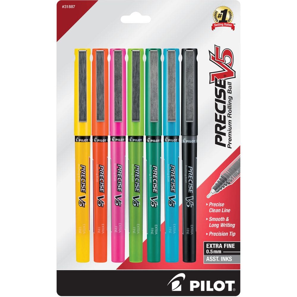 Canetas rolantes PILOT Precise V5 Extra Fine de 0,5 mm, pacote com 7