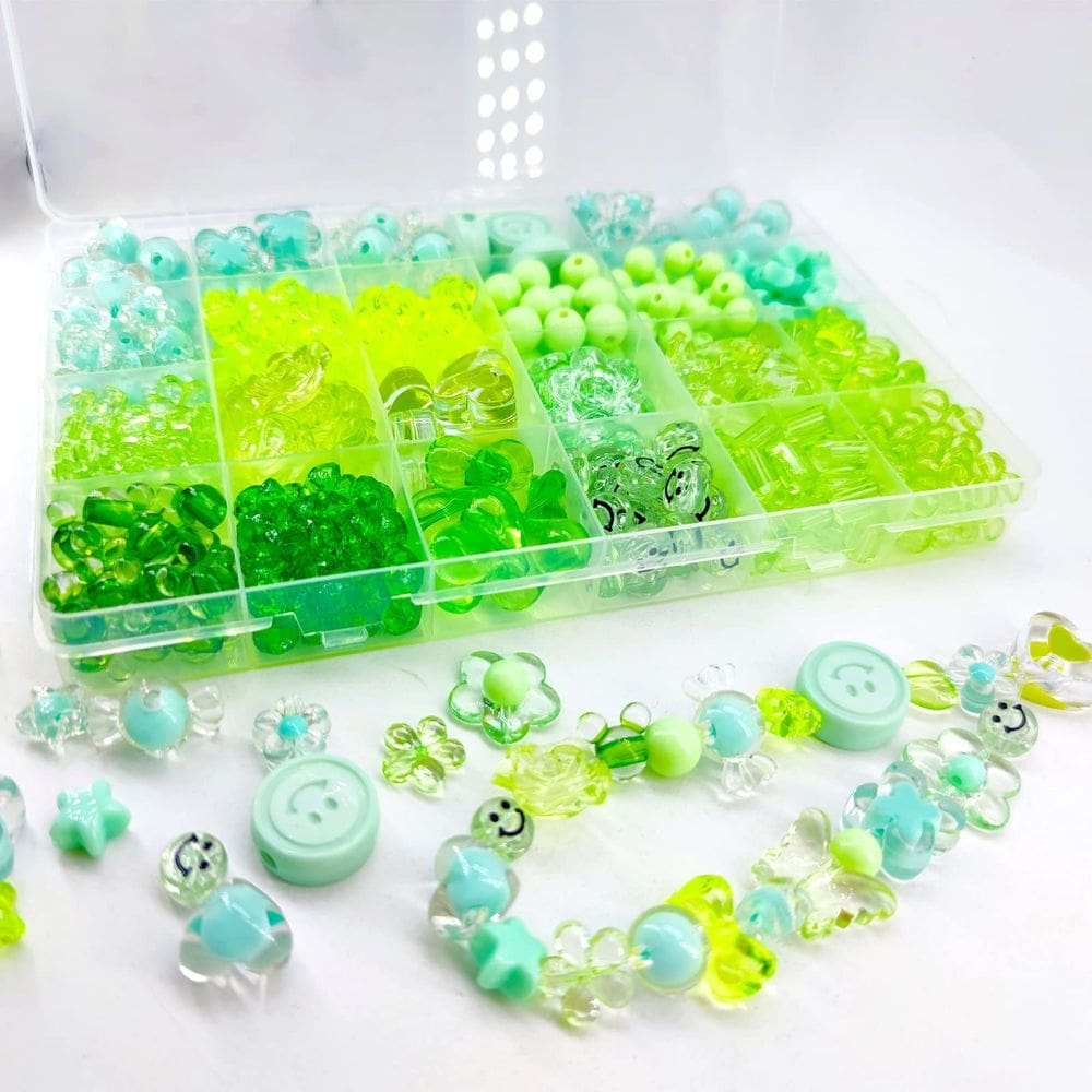 Miçangas de acrílico JJZxWish Green Sorted 450 unidades para fabricação de joias