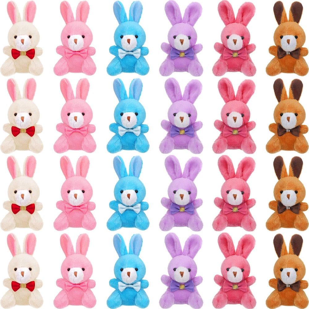 Brinquedo de pelúcia Stuffed Bunny Rabbit de 10 cm com pingente suspenso, 24 unidades