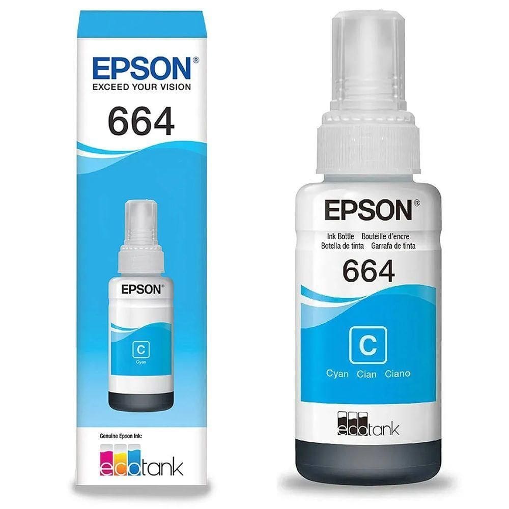 Refil Garrafa De Tinta Ciano T664 664 autêntico Epson L220 L1300 L395 L396 L355