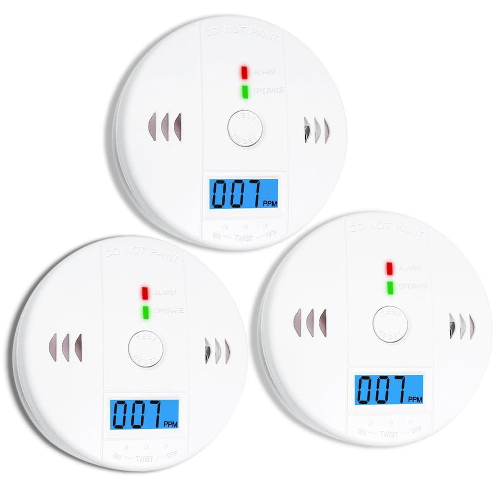 Detector de monóxido de carbono Pumwry com display LCD, pacote com 3