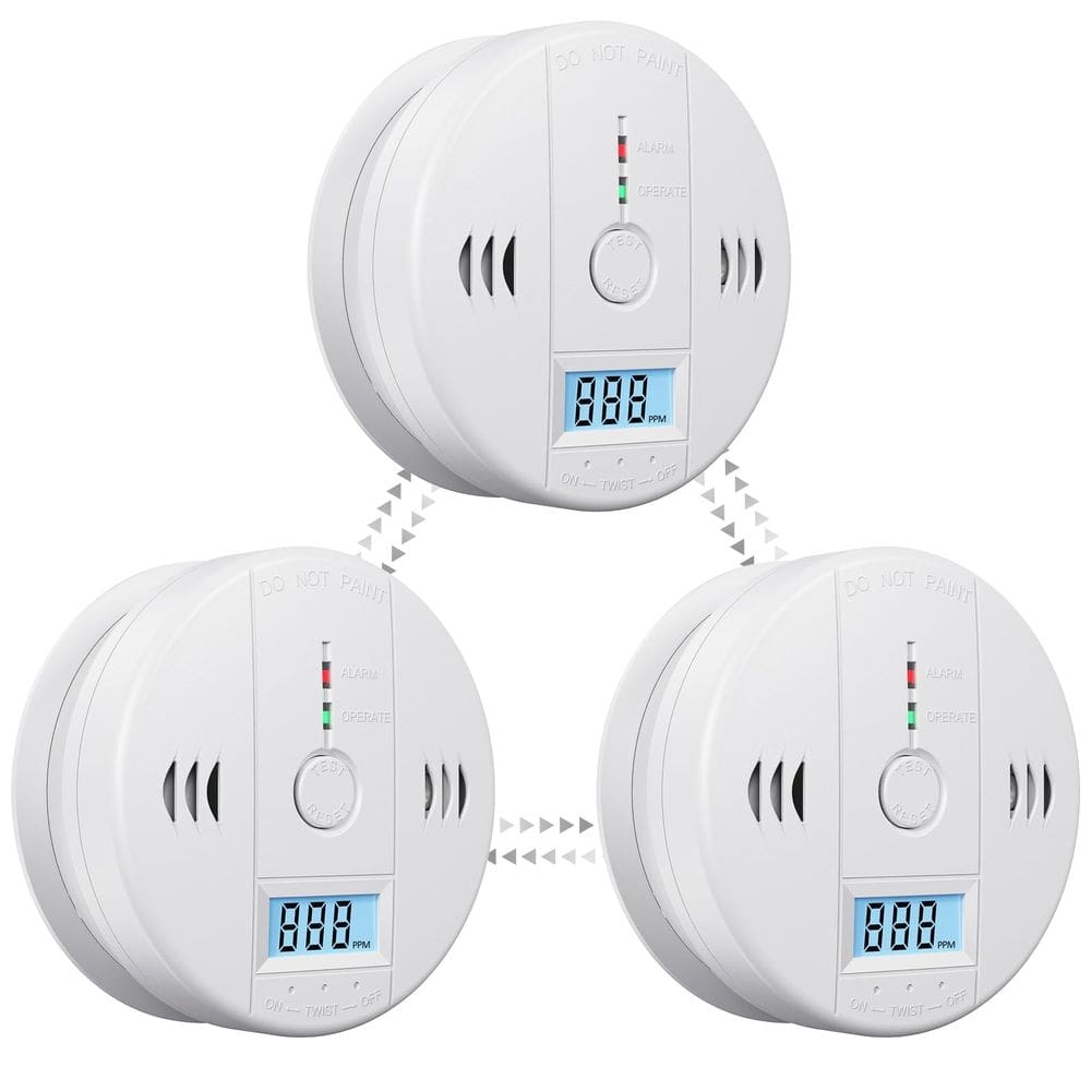 Detectores de monóxido de carbono Deller, pacote com 3 unidades, com display LED