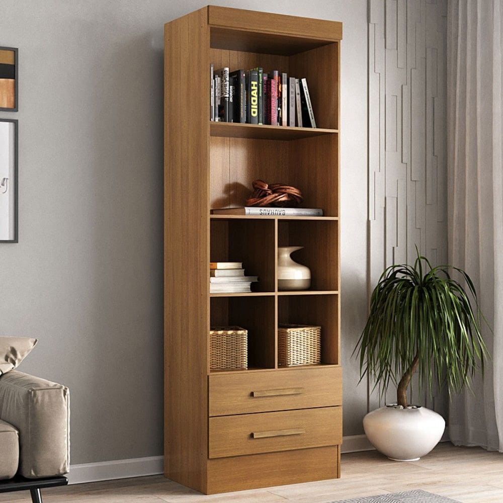 Estante para Livros Modulare 2 Gavetas 4 Prateleiras Cinamomo - Panorama Móveis