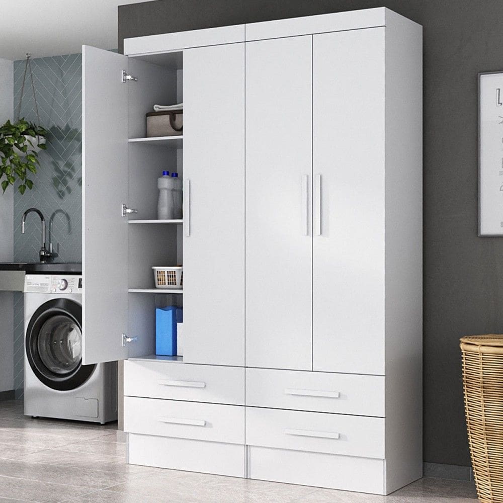 Armário Multiuso Modulare 4 Portas 4 Gavetas Branco - Panorama Móveis