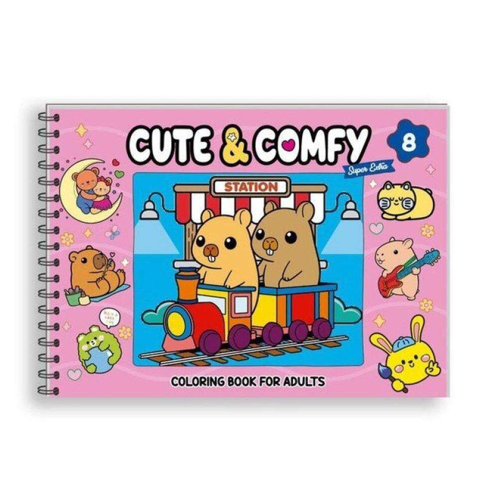 Cute & Comfy Super Extra - Livro De Colorir Adulto - Capa Dura Holográfica