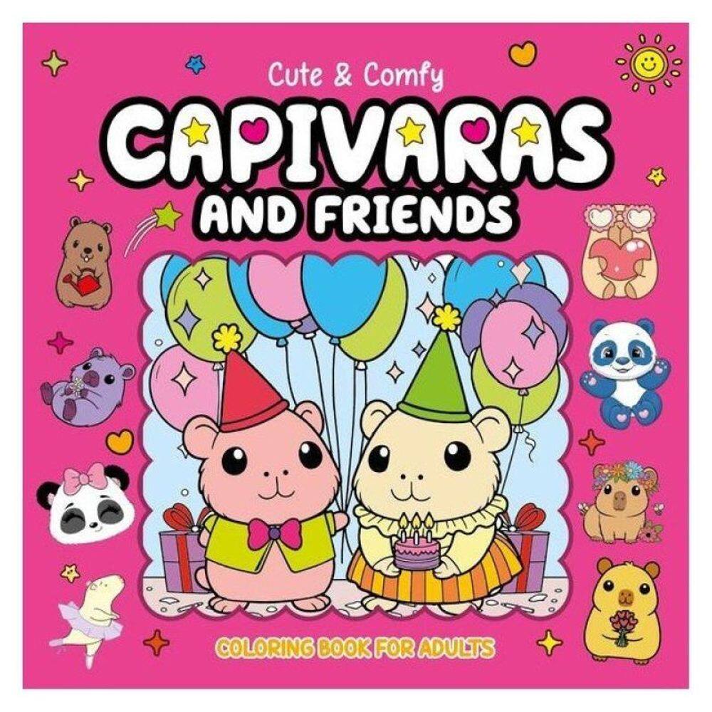 Cute & Comfy Coloring Book For Adults - Capivaras And Friends - Livro De Colorir Adulto