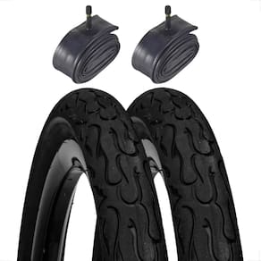 Par Pneu Bicicleta DSI Flame Aro 26 x 2.125 Balão Tipo kenda + Par camara 26 Montadinha Freeride DH