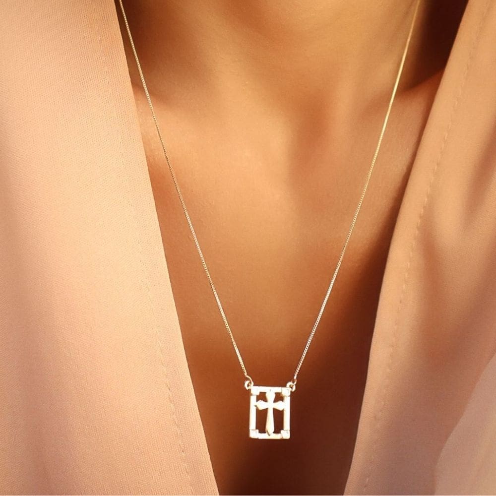 Escapulário Nossa Senhora Aparecida e Cruz Semijoia