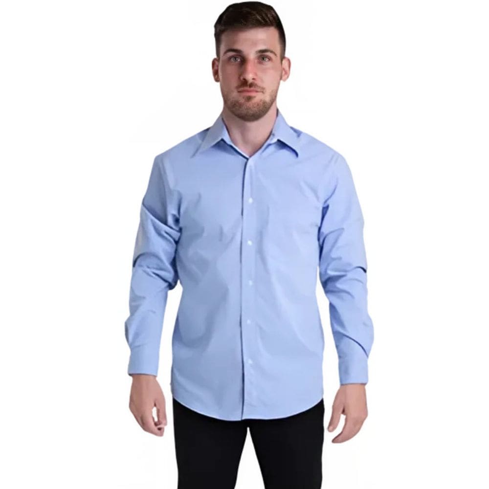 Camisa Tricoline Manga Longa Azul Plácido