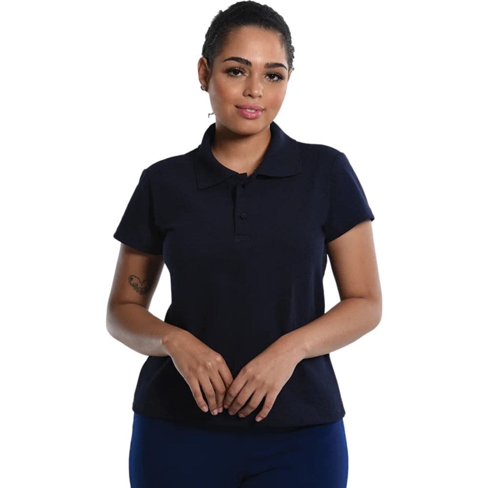 Camiseta Polo Baby Look Preta