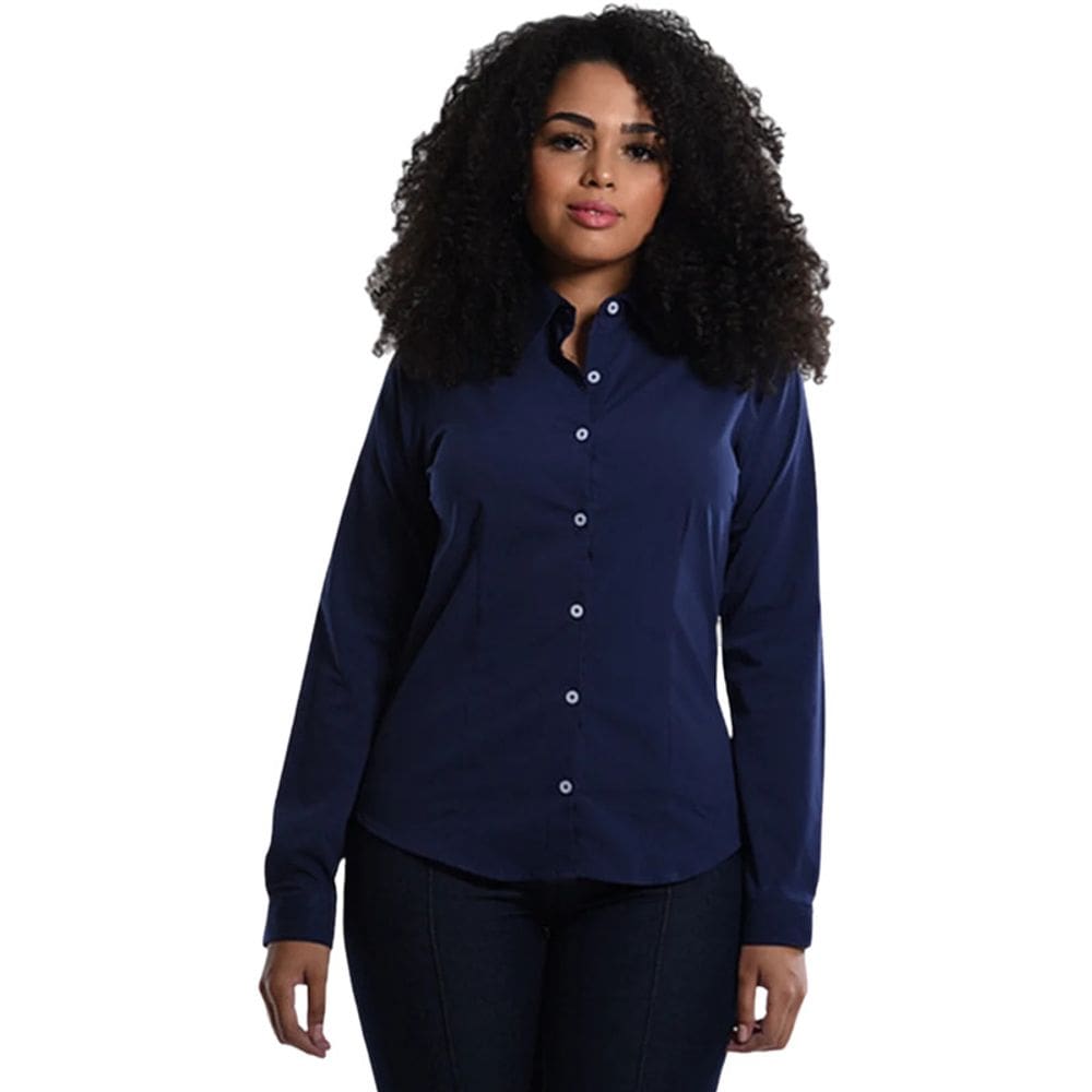 Camisete Tricoline Manga Longa Azul Noite