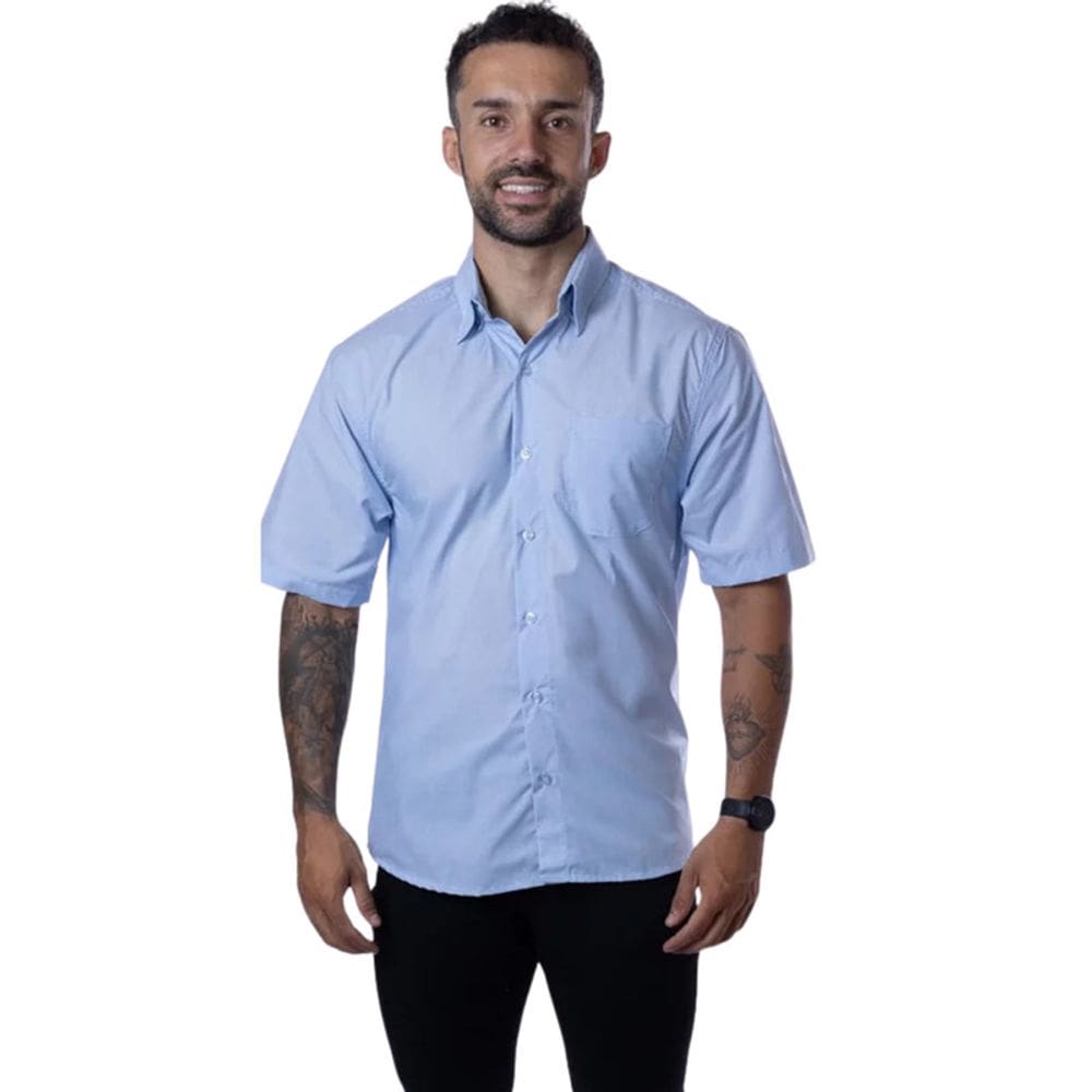Camisa Cannes Manga Curta Azul Plácido
