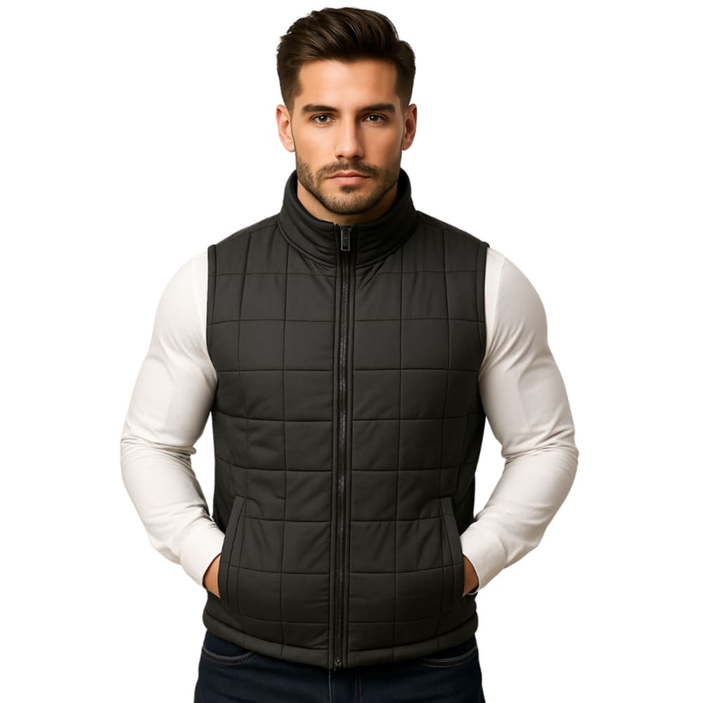 Colete  Nylon Forro Zíper Masculino Preto