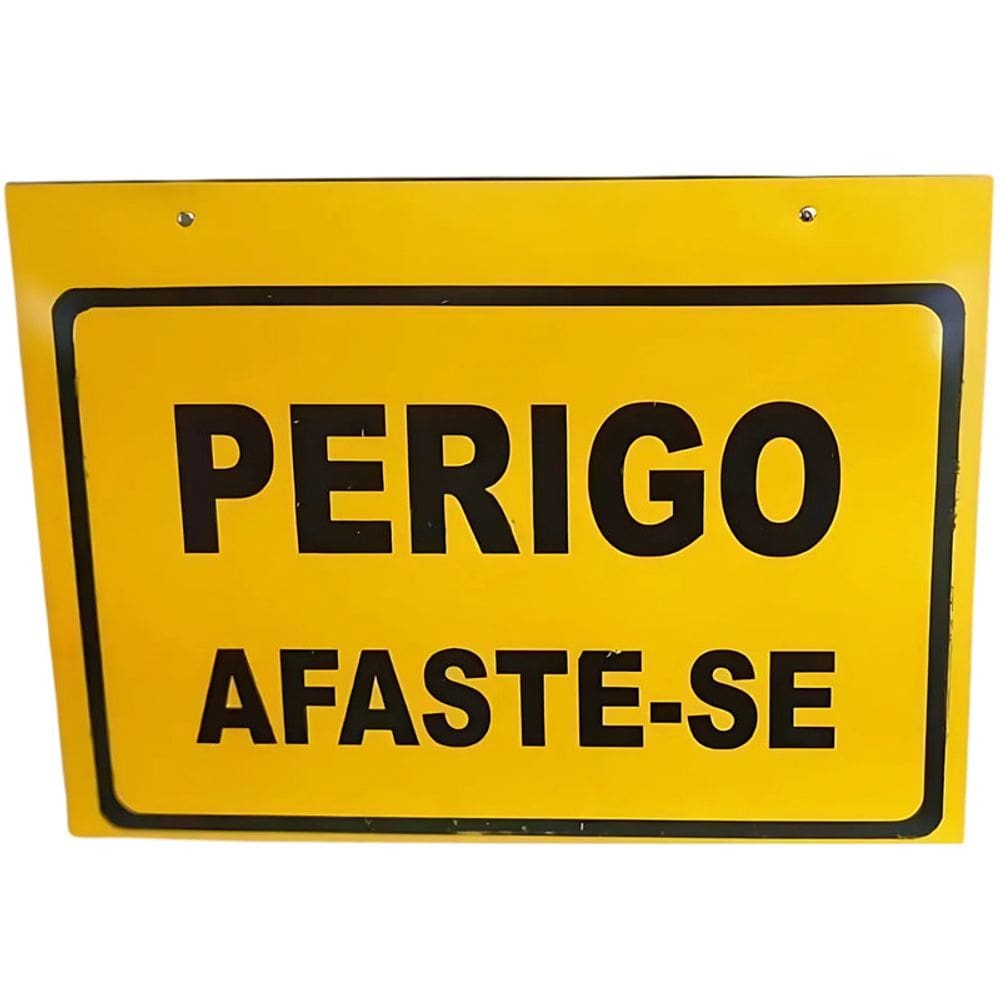 Cavalete Deitado Amarelo ”Perigo, Afaste-se” 47x34 CM Plastcor