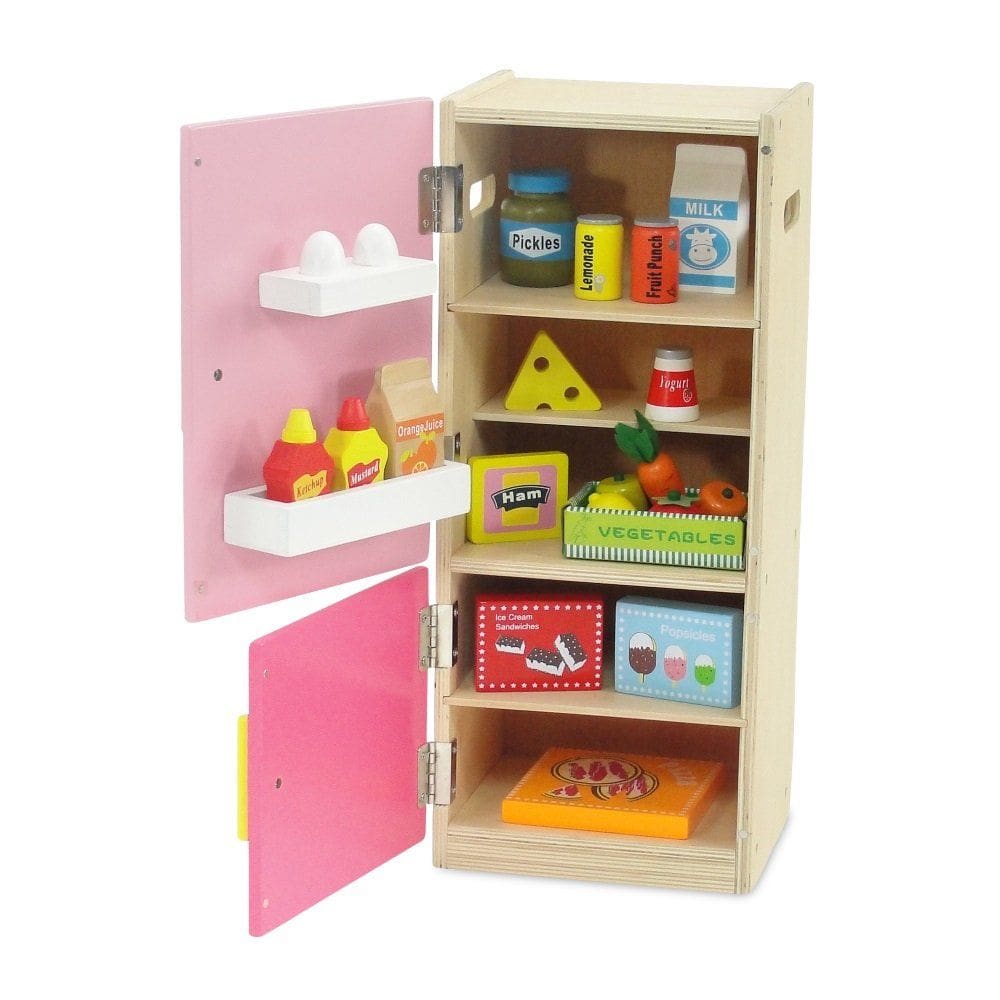 Brinquedo de refrigerador e freezer Play Kitchen Emily Rose de 18 polegadas