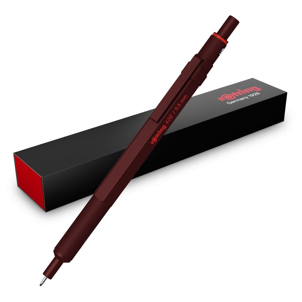 Lápis mecânico Rotring 600 0,7 mm com corpo totalmente metálico prateado
