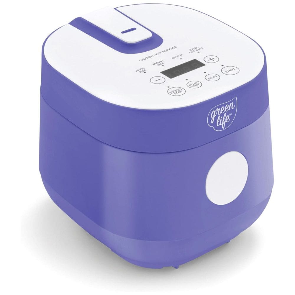 Panela de Arroz Digital GreenLife 4 Xícaras, Livre de PFAS e PFOA, Potável Cerâmico Removível, Seguro para Lava-louças, Presets Automáticos.