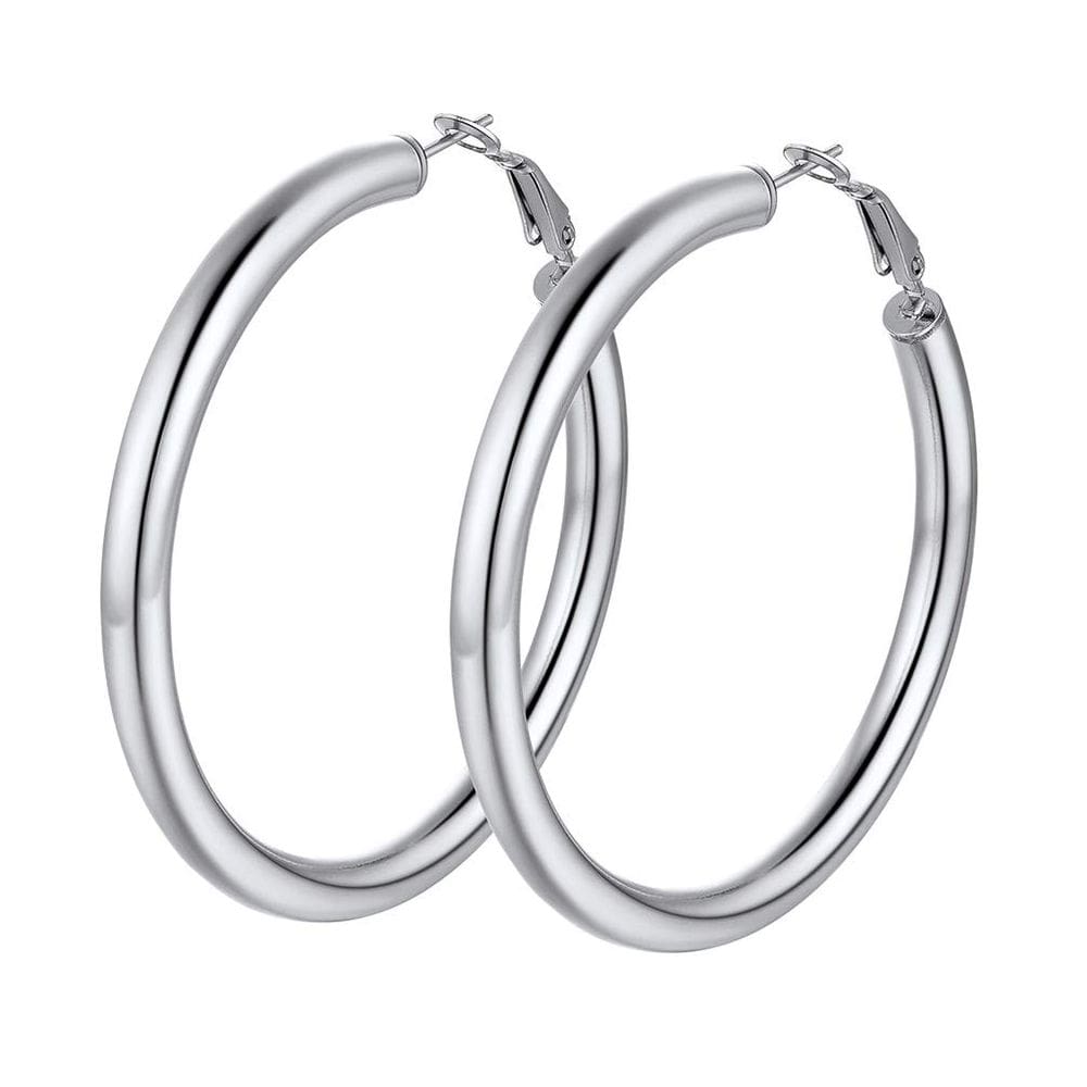 Brincos de argola grande de aço inoxidável para mulheres Brinco moderno de 60 mm Brincos redondos femininos hipoalergênicos