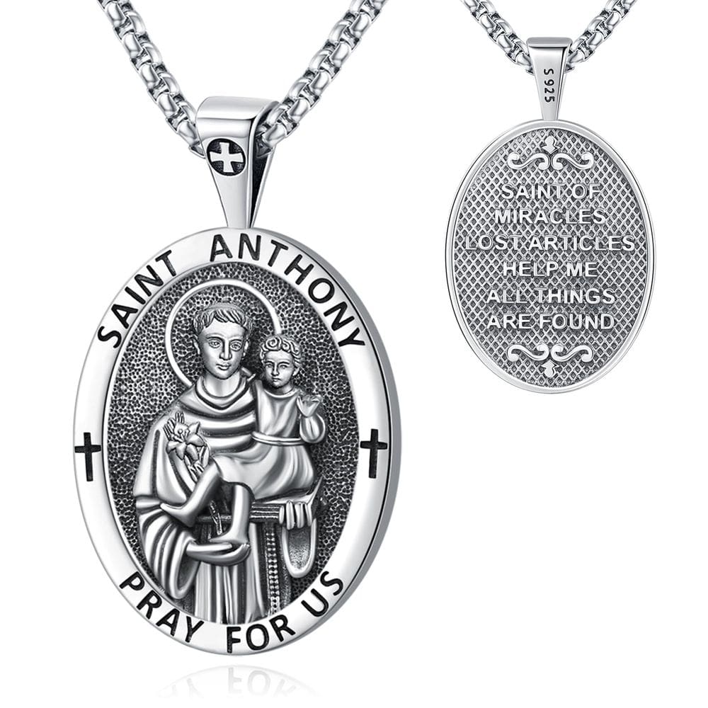 Colar Eusense St. Anthony com pingente em prata esterlina 925