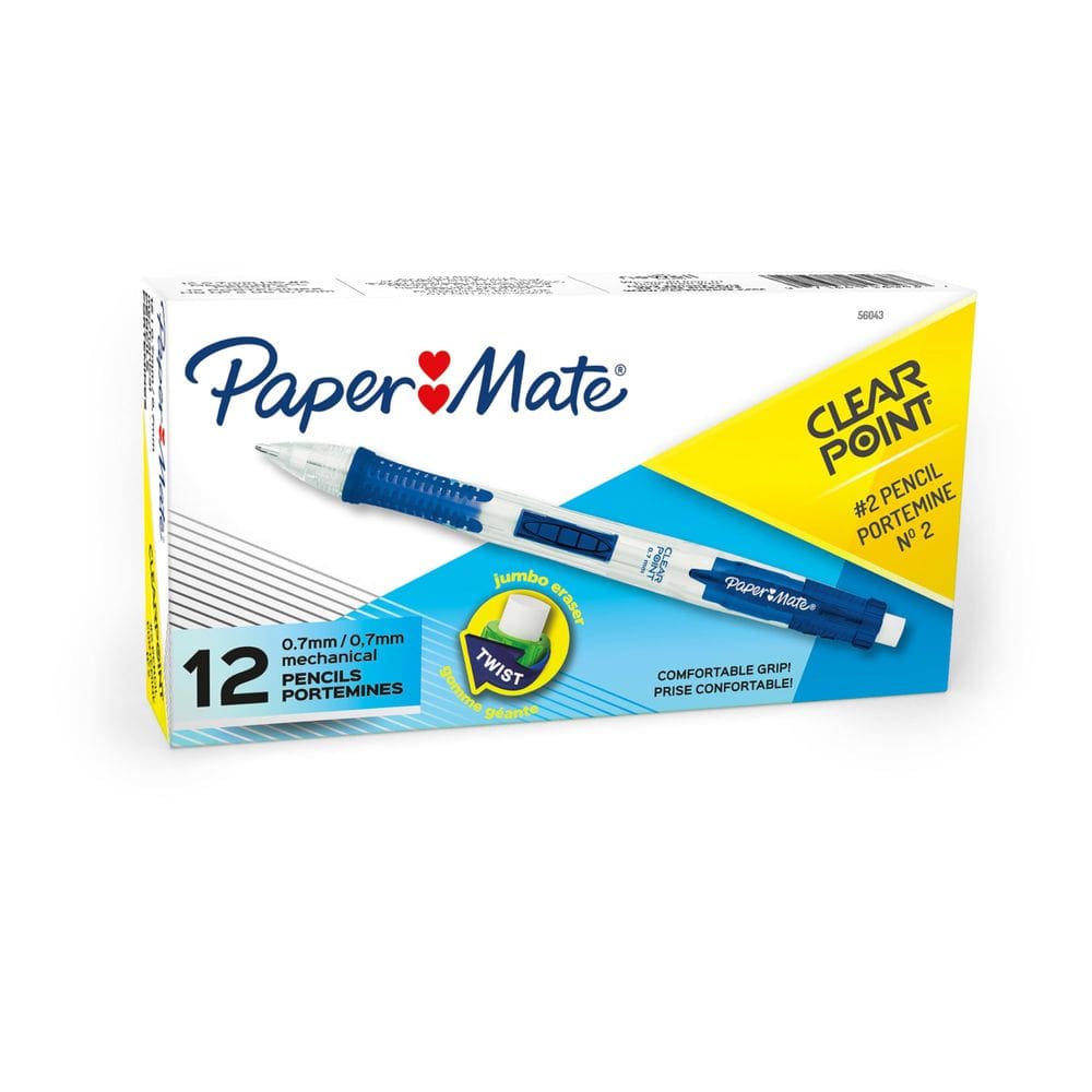 Conjunto de lápis mecânicos Paper Mate Clearpoint 0,7 mm HB #2 12