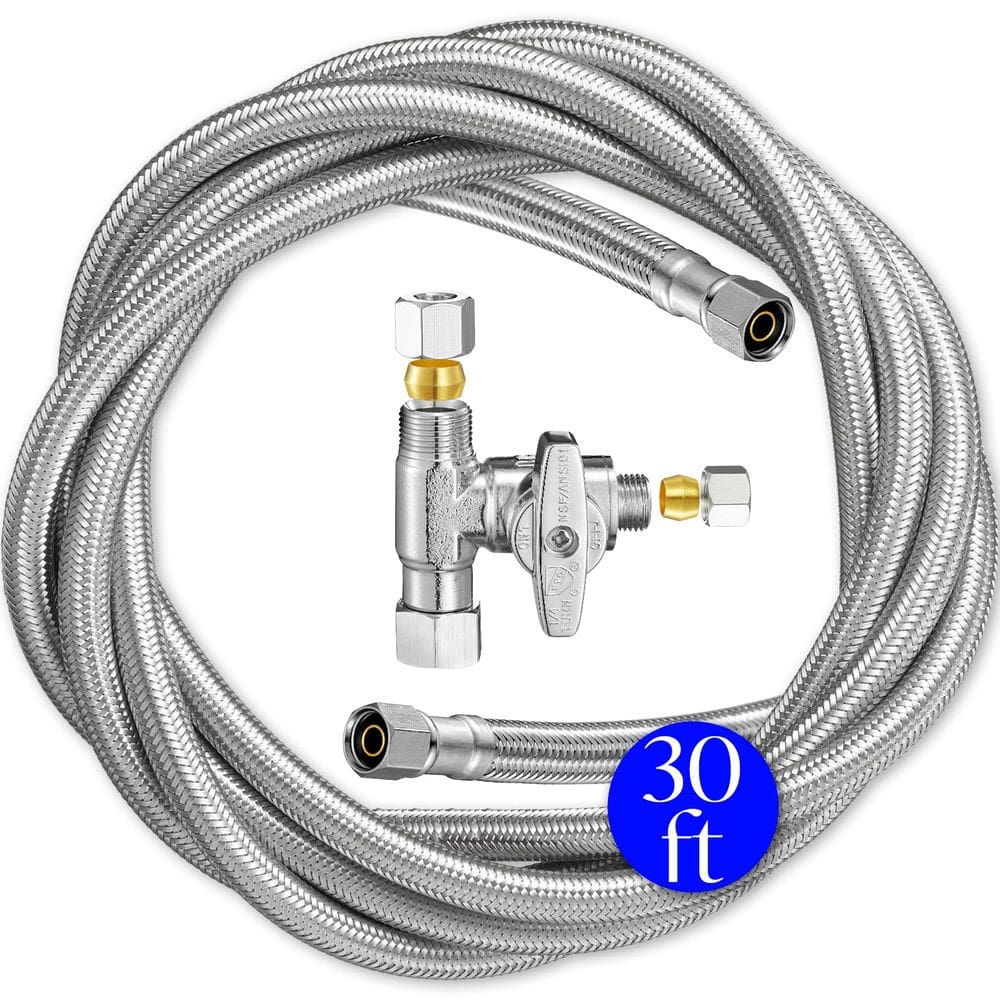 Kit de linha de água para geladeira Ice Maker Ondiomn 9m em aço inoxidável