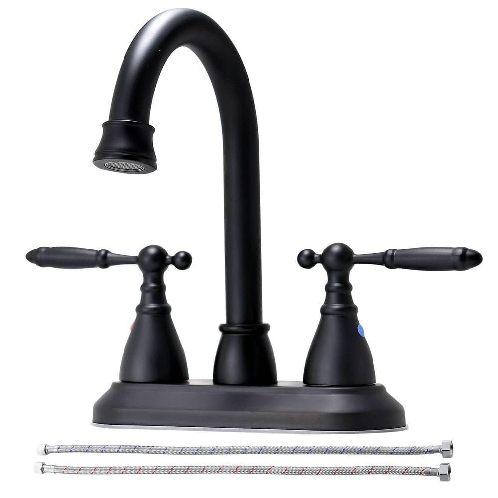 Torneira de pia de banheiro Besfocet Vintage Matte Black 2 Handle